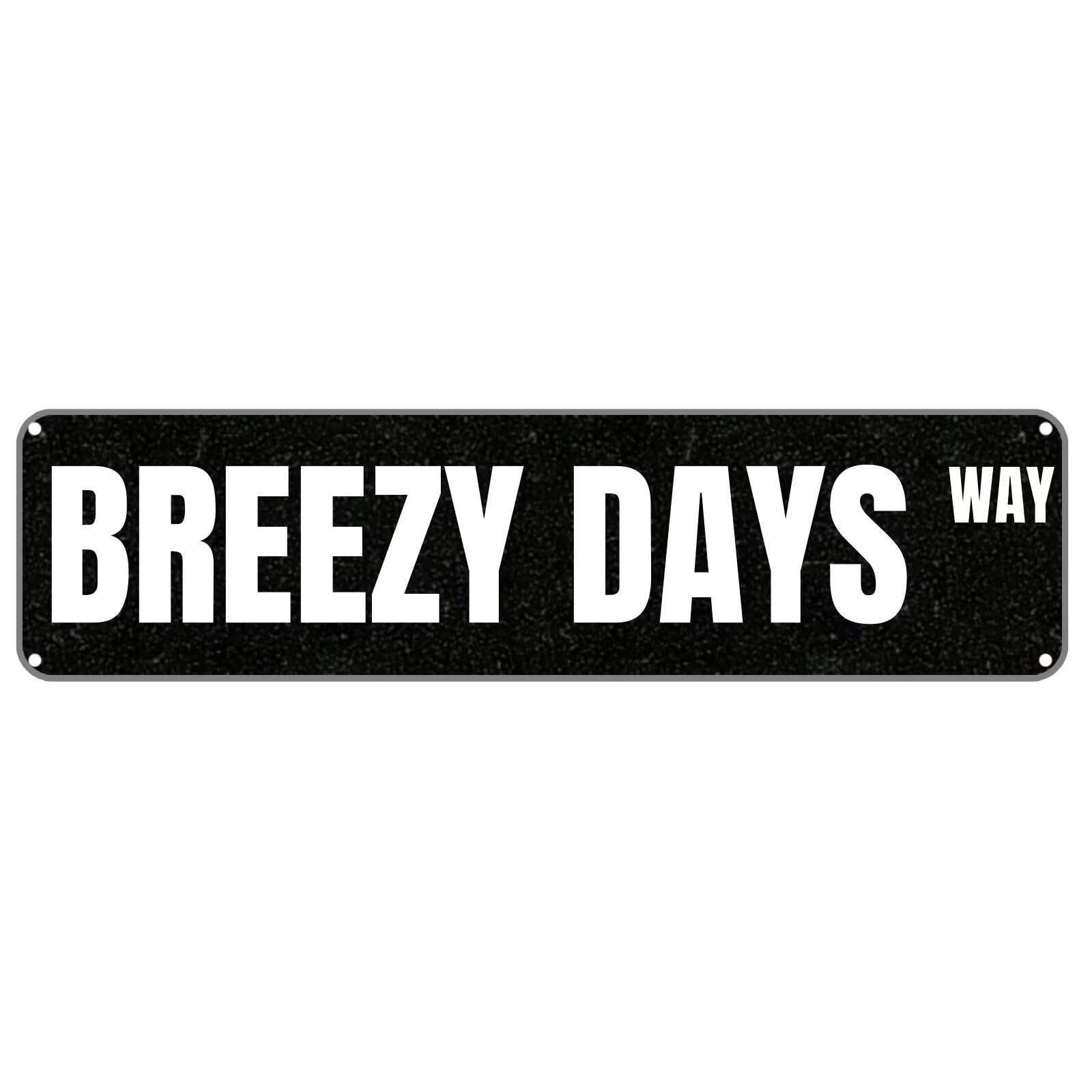 Vintage Metal Tin Signs BREEZY DAYS WAY Retro Wall Decor for Home, Cafe, and Garden - Aluminum Sign for Men & Women 16x4 inch