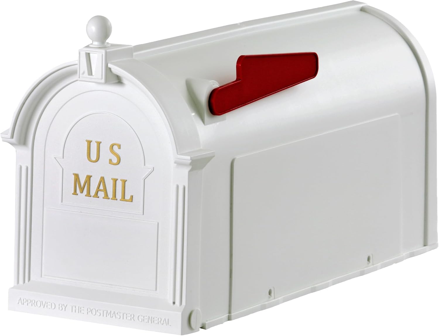 The Ambrose Mailbox, Durable Plastic, Easy to Install, Flag Included, White