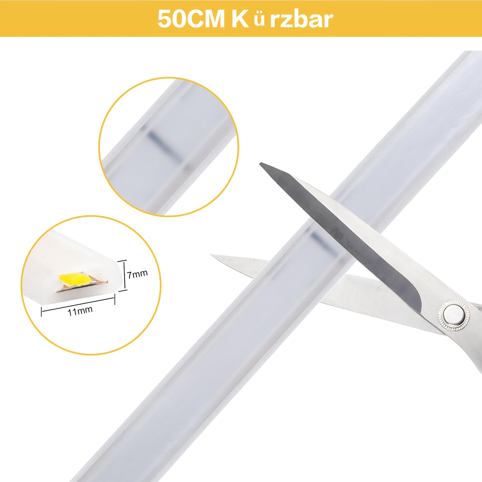 COB LED Streifen 230V Direktanschluss, 1400Lm/m Extra Hell Lichtband IP67 Wasserdicht, Punktfreies LED Band für Außen Garten Küche Akustikpaneele (Warmweiß, 5 m)