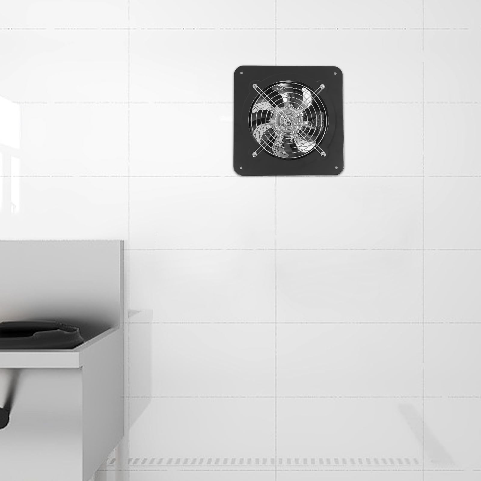 Abluftventilator,23*23*14cm Axiallüfter,50W 2600RPM Rohrventilator Wandventilator Lüfter Badlüfter Industrielüfter ,Rohrlüfter Energieverbrauch Leiser Betrieb für Belüftung im Bad Küche WC(Schwarz)