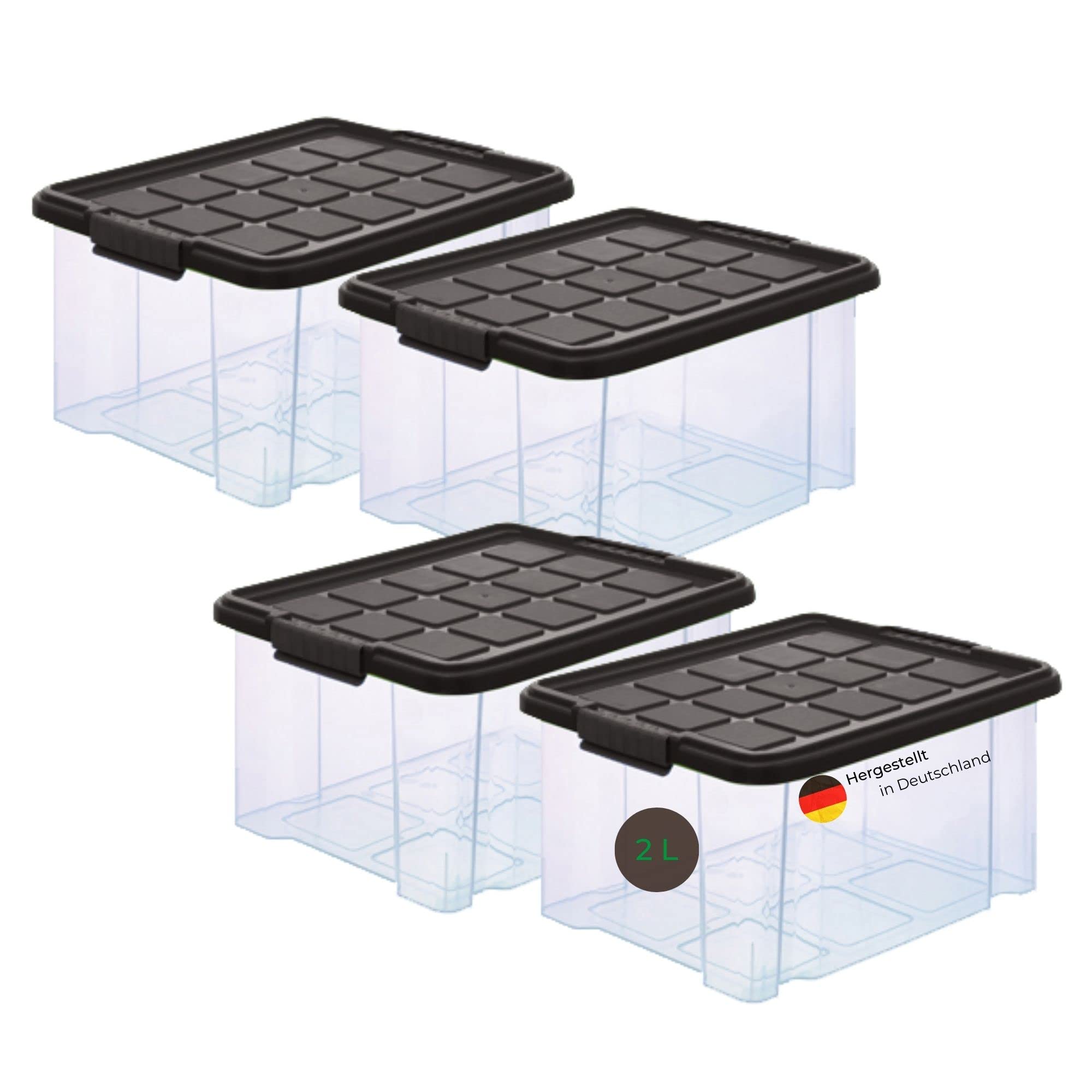 Novaliv 2x Euroboxen Mit Deckel & Rollen – 45 Liter, 61x40x27 Cm, Transparent/anthrazit, Stapelbar