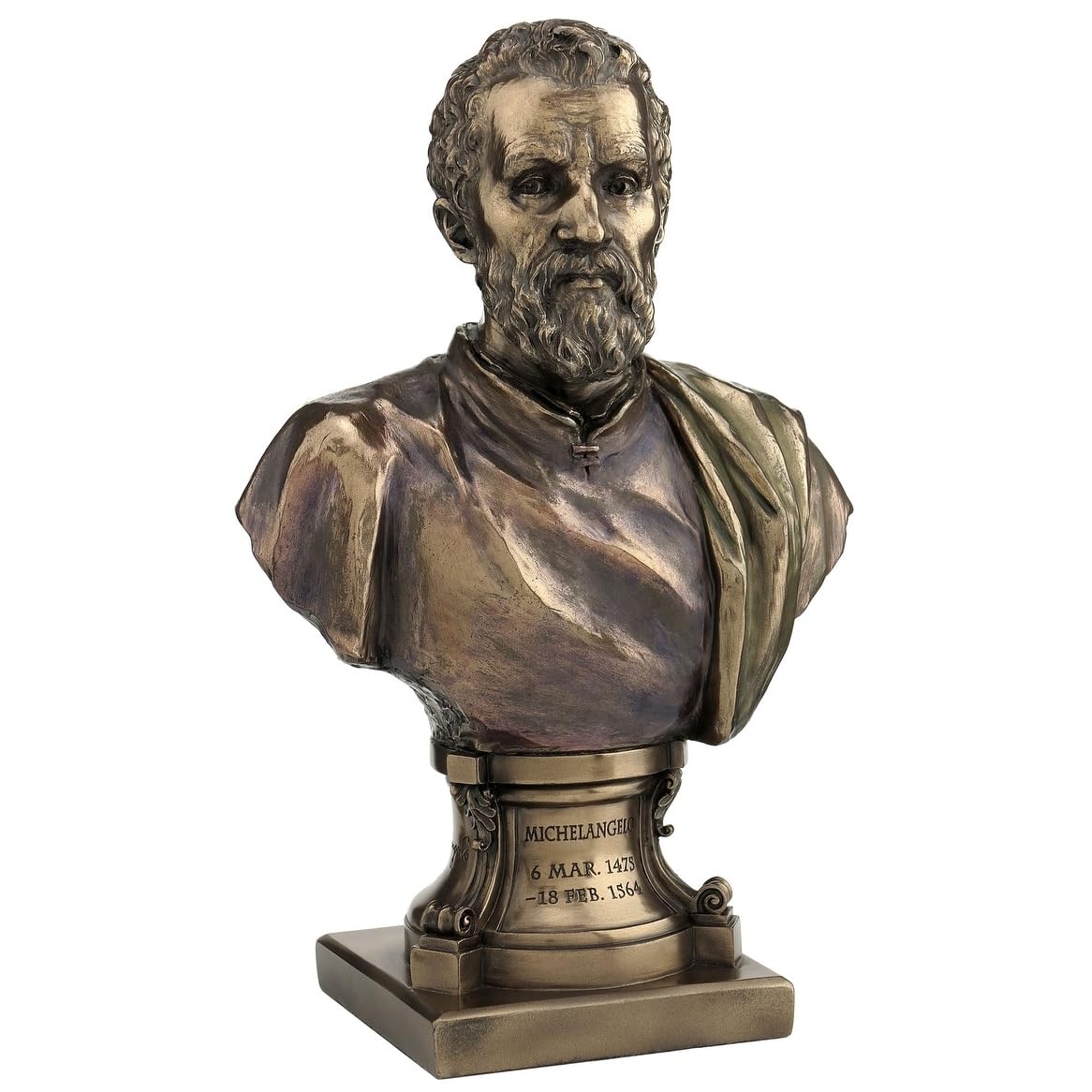Unicorn Studio Italian Sculptor Artist Michelangelo Buonarroti Figurine 9 1/2 Inch Bronze Resin Bust Statue