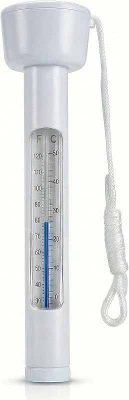 Pool Thermometer Floating, Water Temperature Thermometer with String, Large Size Easy Read & Shatter Resistant Pool Accessories for Outdoor & Indoor Swimming Pools, Spas, Hot Tubs & Aquariums.(White)