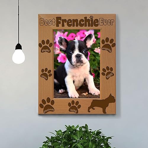 Miniatura 9 de KATE POSH Best Frenchie Ever - Marco de fotos de madera natural grabado, marco de fotos de bulldog francés, regalos conmemorativos para mascotas,