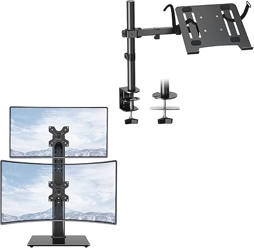 MOUNTUP Paquete de soporte vertical para monitor y soporte para portátil