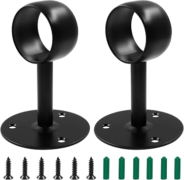 Biaungdo 1-1/2 Inch Curtain Rod Ceiling-Mount Bracket, 2 Pcs, Black