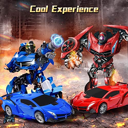 Villacool Remote Control Car, Rc Transformer Cars Toy For Kids, 360° Rotating Deformation With Led Light, Transform Robot Rc Car, Boys Girls New Year's Gift (Blue) #TOP7