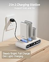 Vista 7 de GOODaaa Cargador portátil, paquete de 3 cables integrados de banco de energía delgado de 10000 mAh, 3 salidas 1 entrada para todos los dispositivos