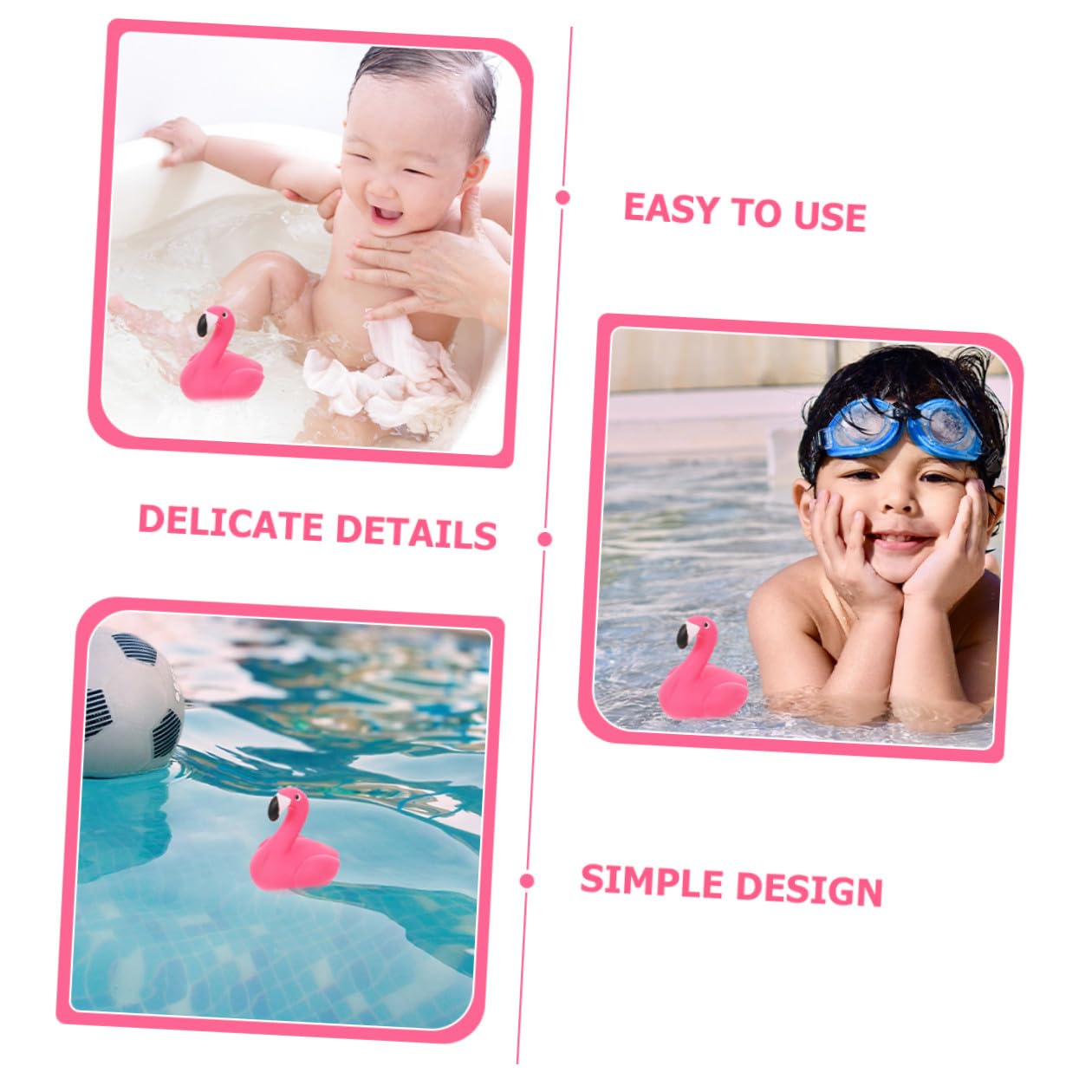 Kisangel Floating Pool Thermometer 2pcs Set for Swimming Pools and Spas, Waterproof Water Temperature Measuring Tool with Cartoon Flamingo Design, Suitable for Hot Tubs and Cold Plunge