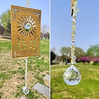 Vista 3 de Colgante cuadrado de madera con forma de bola de cristal, colgante de ventana, fabricante de arco iris, atrapa el sol, atrapa el sol, prisma