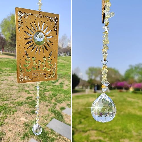 Miniatura 3 de Colgante cuadrado de madera con forma de bola de cristal, colgante de ventana, fabricante de arco iris, atrapa el sol, atrapa el sol, prisma