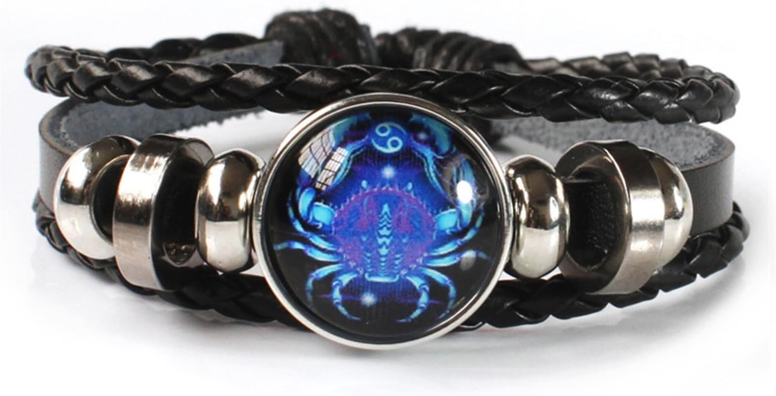 ONBRIG Zodiac Bracelets for Men 12 Constellation Guardian Adjustable Black Leather Bracelet for Women Zodiac Sign Guardian Bracelet Birthday Jewelry Gifts for Women Men Christmas Jewelry Gift