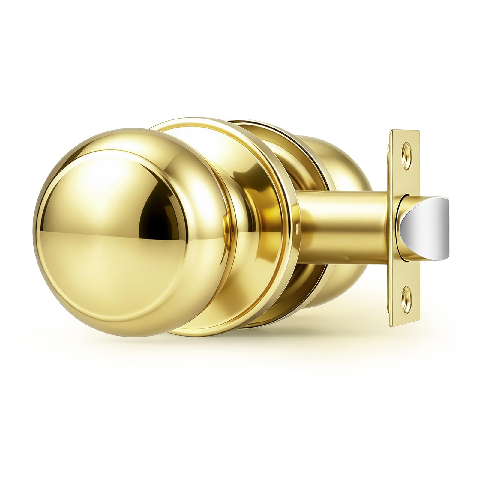 Bouton de porte intérieure boule ronde laiton poli sans clé pour placard et couloir