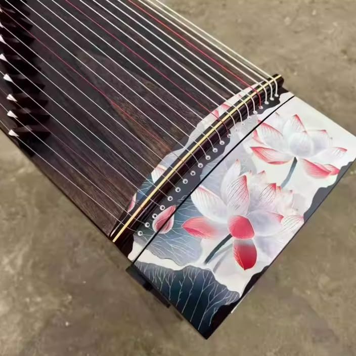 Guzheng Chinesische Saiteninstrumente, 163 cm, 21 Saiten, rotes Lotus-Muster