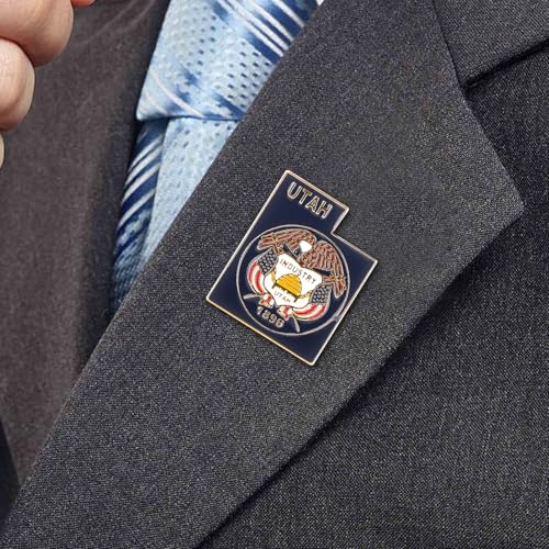 Image of State Shaped Map Lapel Metal Pin Enamel Brooch Keepsake Beautifully Designed for Backpack Hat