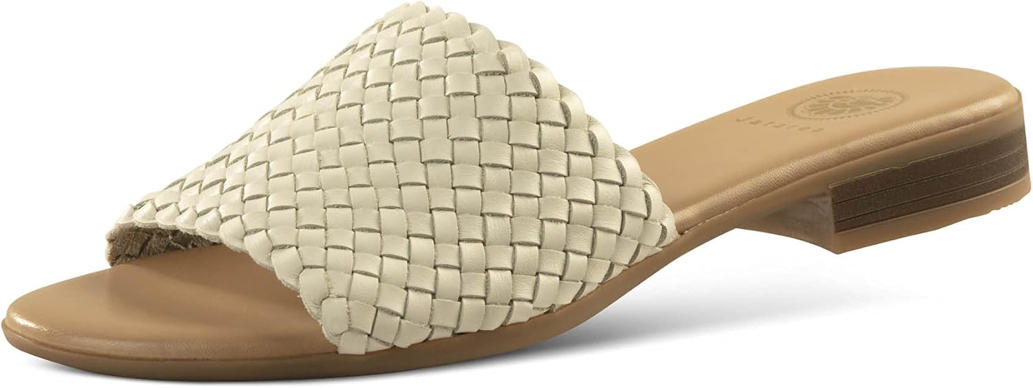 JATAREA Women’s Slip-On Flat Sandals with Round Open Toe | Dressy Summer Slides for Women