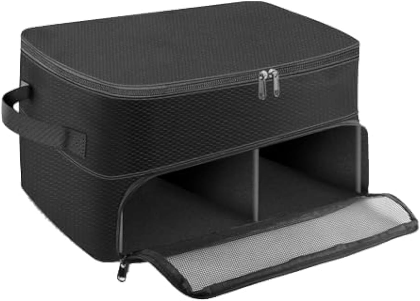 2 Layer Golf Trunk Organizer, Waterproof Car Golf Locker with Separate Ventilated Compartment for 2 Pair Shoes, Golf Trunk Storage for Balls, Tees, Clothes, Gloves, Accessories, Golf Gifts (Black)