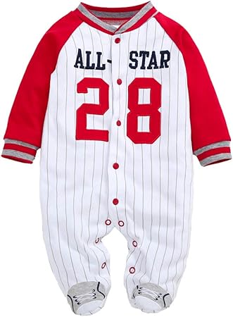 Minizone Baby,Clothing,Baby Boys 0-24m,Sleepwear & Robes,Sleepsuits Minizone Baby Overall Boys Onesie Long Sleeve Romper Jumpsuit Cartoon Outfits , Red , 0-3 Months