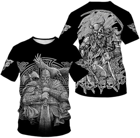 Oneforus T-shirt Vintage Pour Homme Odin Vikings Graphique T-shirts