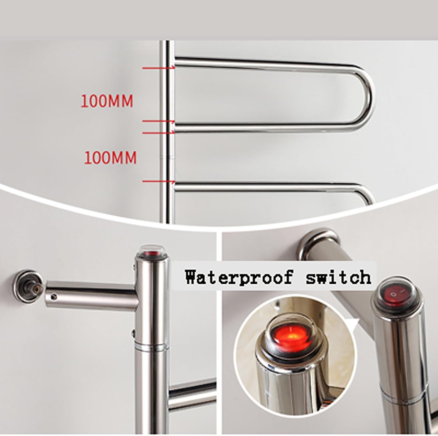 Electric Towel Rack 304 Stainless Steel Smart Constant Temperature 5 Min Heated Rail Hotel Bathroom Wall Mounted Towel Warmer with 3 Bars