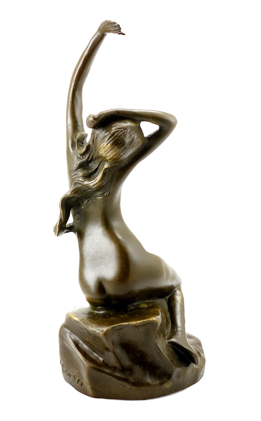 Kunst & Ambiente - Erotische Wiener Bronzefigur - Frauenakt auf Stein - signiert von Moren - Dekorative Statue - Skulpturen online kaufen - Wohndeko - Innen