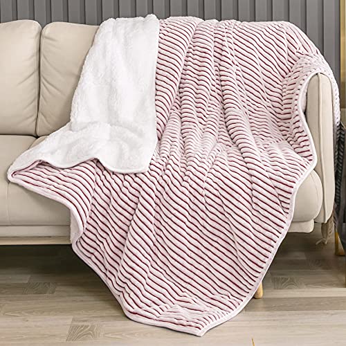 Topblan Weighted Blanket 15 Pounds - Adult Heavy Weighted Blanket with Ultra Cozy Sherpa, Super Warm & Soft Fuzzy Weighted Blanket for Men & Women, 48x72 Inch, Burgundy