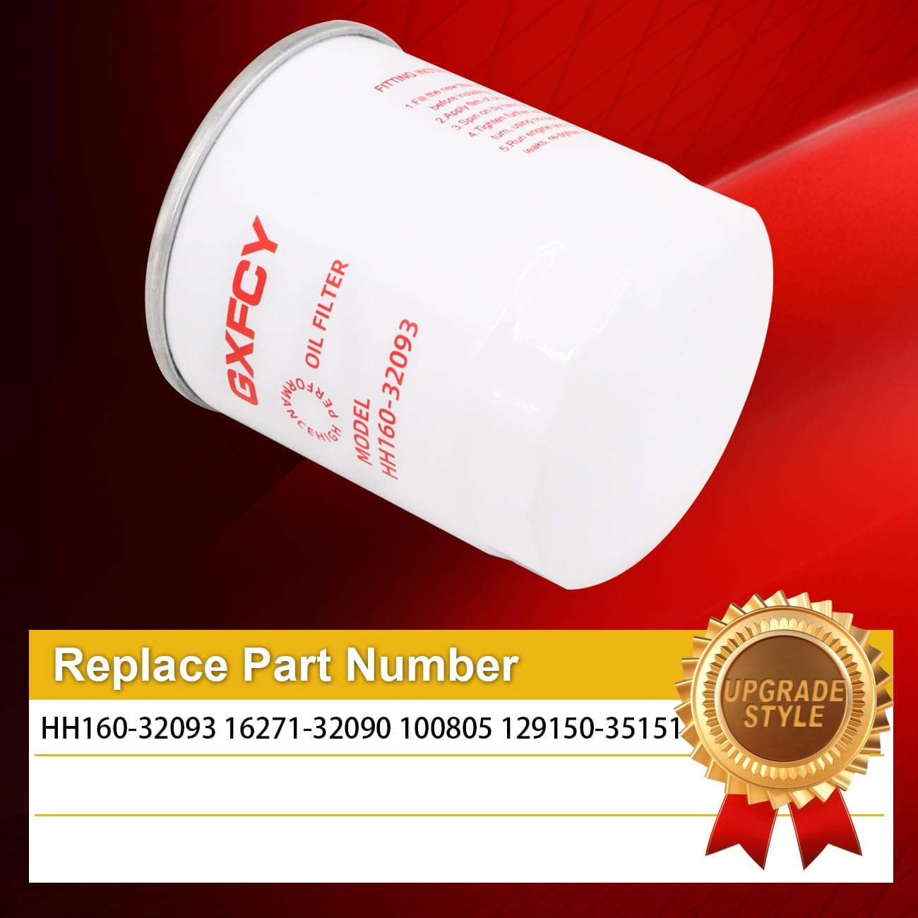 HH160-32093 Oil Filter Replace 16271-32090 100805 129150-35151 Compatible with Kubota B F FZ KX RTV Grasshopper 928D 928D2 930D 930D2(Pack of 6)