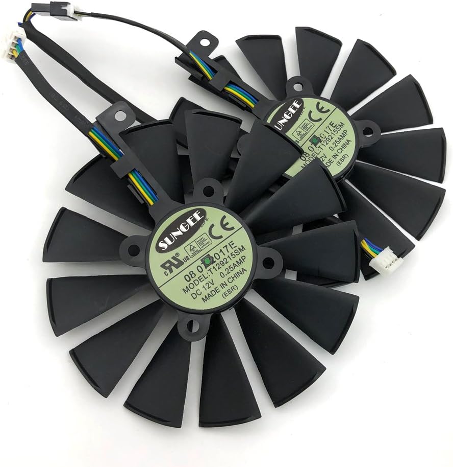 Z.N.Z T129215SM 95mm 12V 0.25AMP Graphics Card Cooling Fan for ASUS ROG Strix GTX 1050 1050Ti RX470 RX570 RX580 Poseidon GTX 1080Ti P11G Gaming Cerberus-GTX 1070Ti Video Card Fans, with Thermal Paste 2 Pcs/lot