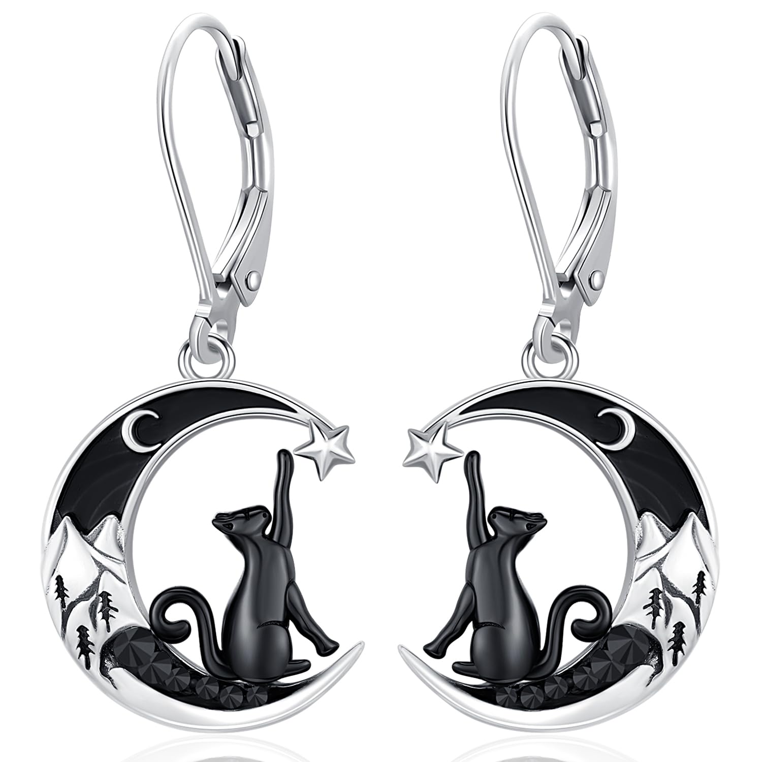 Friggem Pendientes de Árbol de la Vida/Gatos/Piedra de luna/Corazón, Pendientes colgantes de Plata de ley 925 Mujer Pendientes Hipoalergénicos Joyería Mujer Regalos para Mamá Niñas Hermanas
