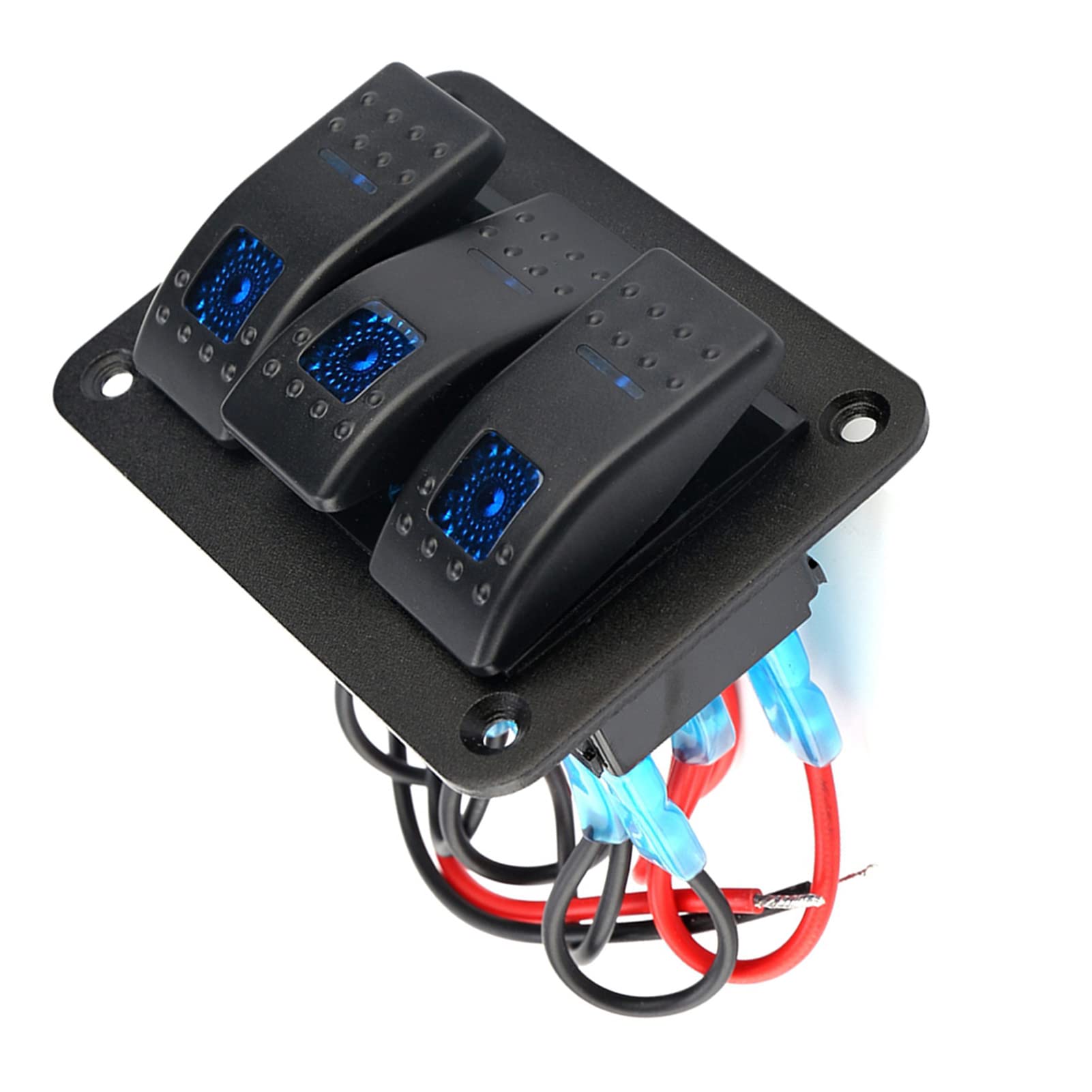 SIXRUN 3-fach Kippschalter-Panel mit LED-Beleuchtung, wasserdichtes ABS-Gehäuse für 12 V / 24 V Fahrzeugstrom, geeignet für Auto, Boot und Wohnmobil – Schaltpanel für elektrische Steuerung & Bordnetz
