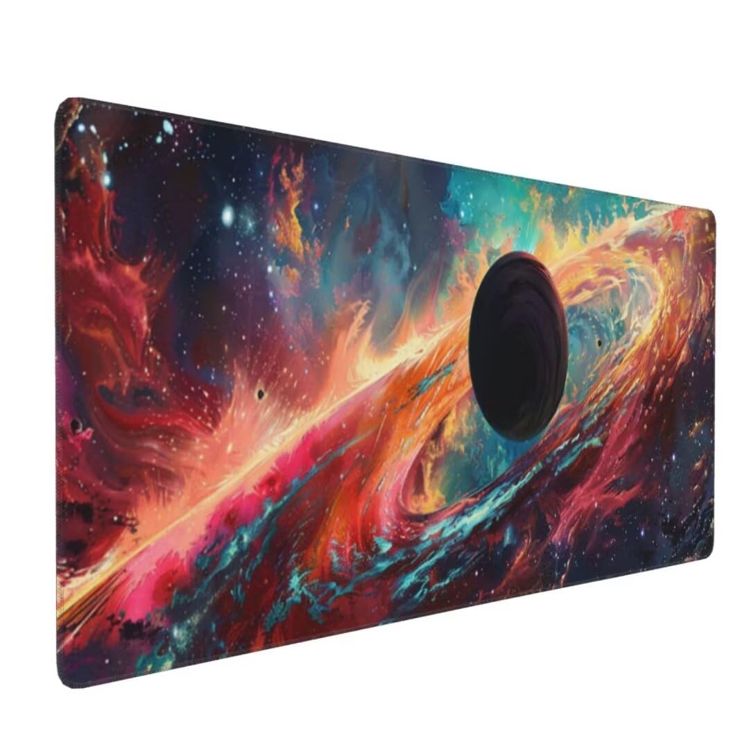 Podkładka pod mysz Galaxy 90 x 40 cm, wodoodporna i trwała podkładka pod mysz planeta, bardzo duża podkładka pod mysz, podkładka na biurko, antypoślizgowa gumowa podstawa, gamingowa podkładka pod mysz