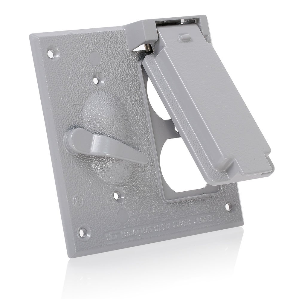 Tapa de metal impermeable wm2sd-gy gris para mecanismos eléctricos y enchufe dúplex exterior
