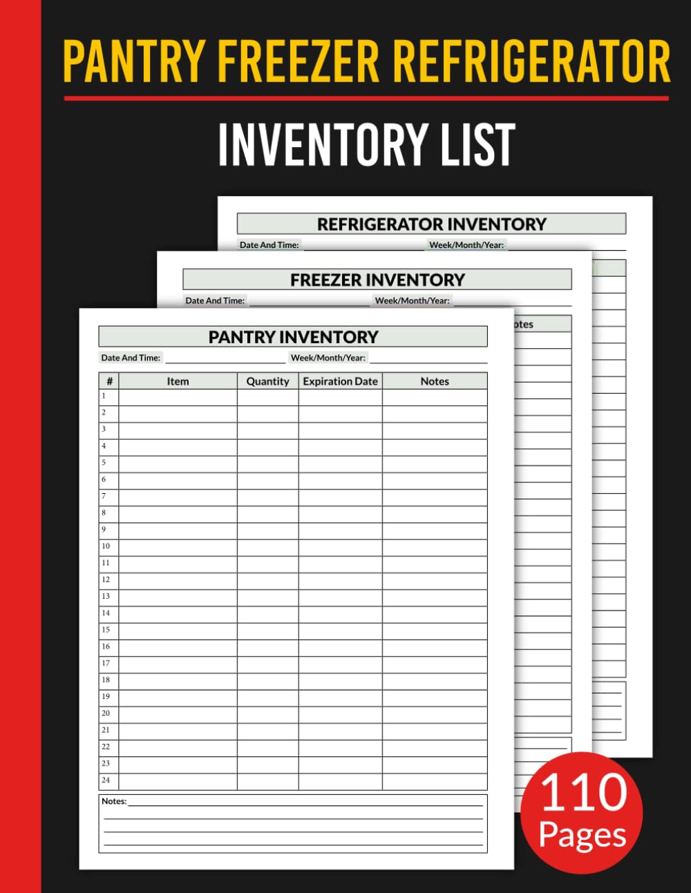 Pantry Inventory List: Keep Record of Grocery & Food Items, Record And Track Food Inventory, Kitchen Supplies Organizer, Food storage log book
