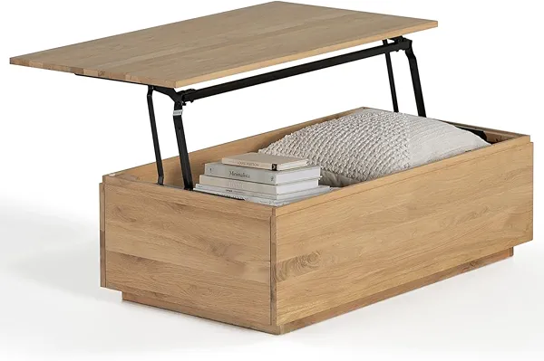 Transformer Table Lift Top Coffee Table with Storage, Modern Coffee Table for Living Room, Home Office & Dining, Space-Saving Small Coffee Desk with Panel Hidden Storage for Transformer Dining Table
