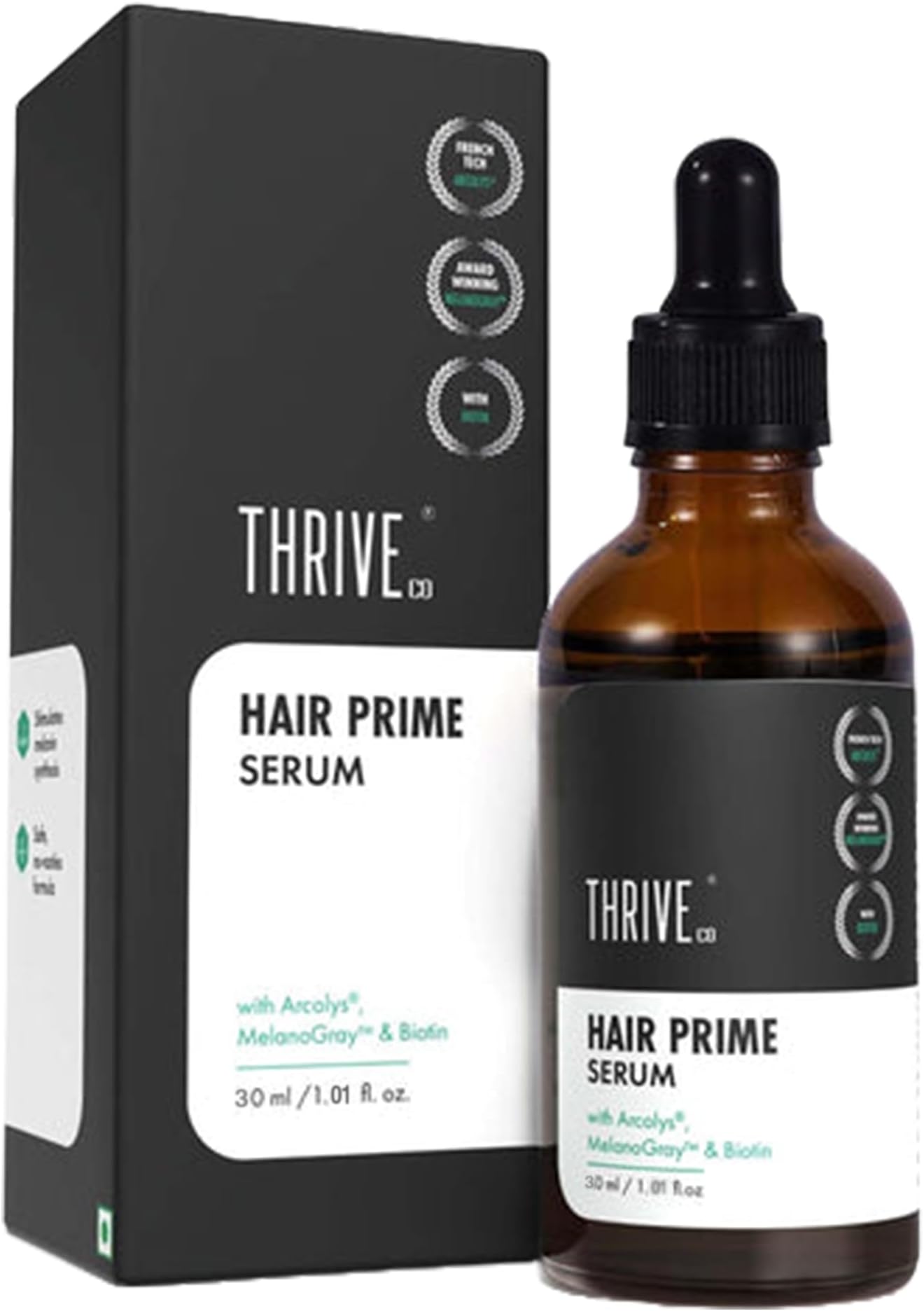 Anti Grey Hair Prime Serum | Naturally Reverse Greying Hair & Beard | Advanced Clinically Proven Treatment | With Arcedin® + Arcolys® + Biotin | Light Weight, Non-Sticky | Men & Women |30 ml