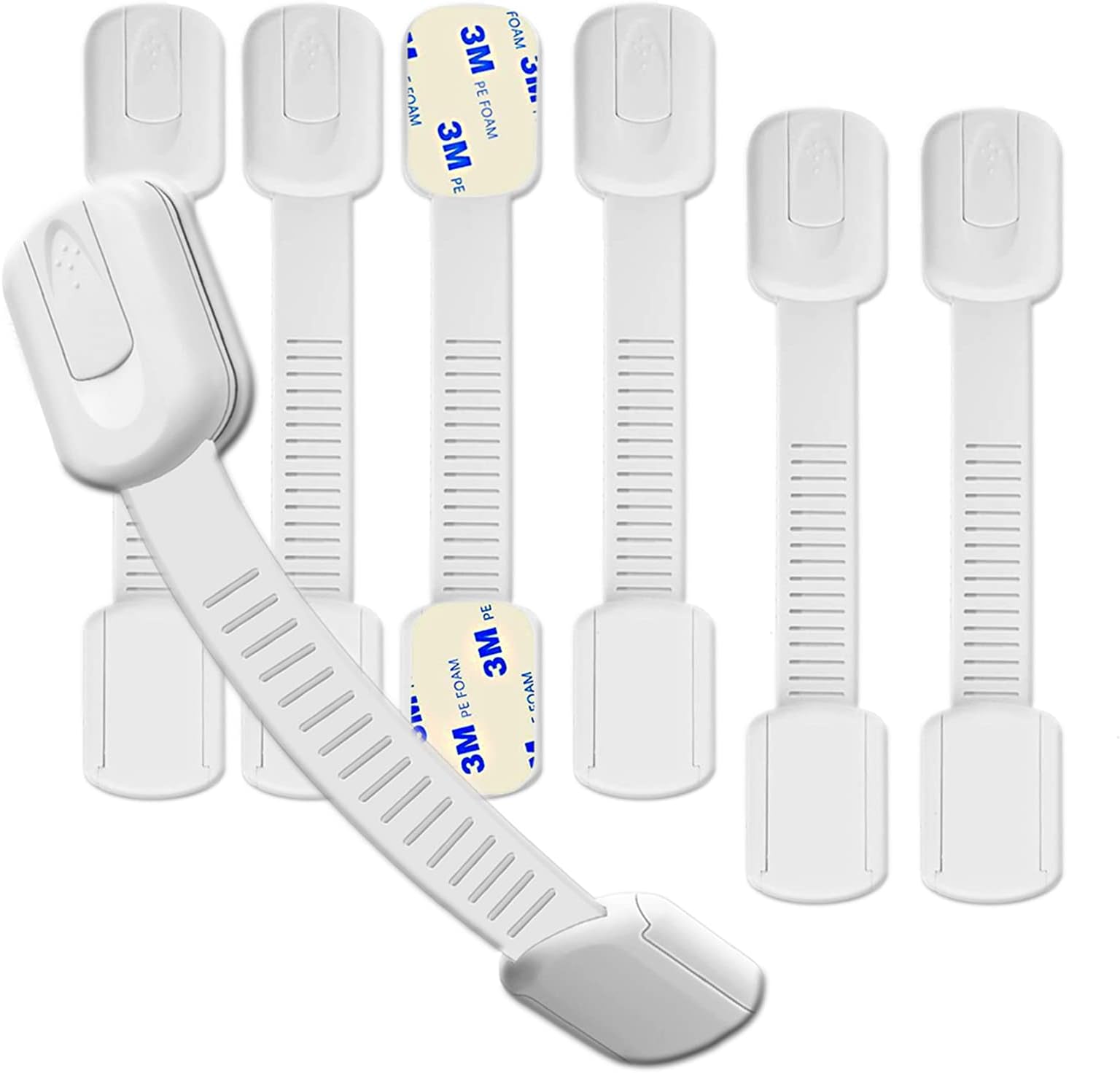 Hion Child Safety Locks,6 Pack Adjustable Cupboard Locks for Children Baby,Baby Proof Safety Locks for Cupboard Cabinet Fridge Drawer Refrigerator Kitchen Toilet - Easy Install,No Tools Needed