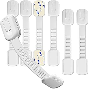 Hion Safety Locks for Children, 6 Pieces Safety Lock Baby Drawers with 3M Adhesive, Baby Safety Lock for Cabinets, Drawers, Refrigerators, No Drilling Needed