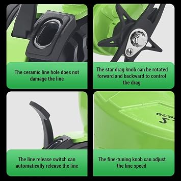 Wire Cup Ice Fishing Reel Plastic Adjustable Lightweight Raft Front Fish Reel High Speed Ratio 2.8:1 for Ice Fishing, Left/Right Hand