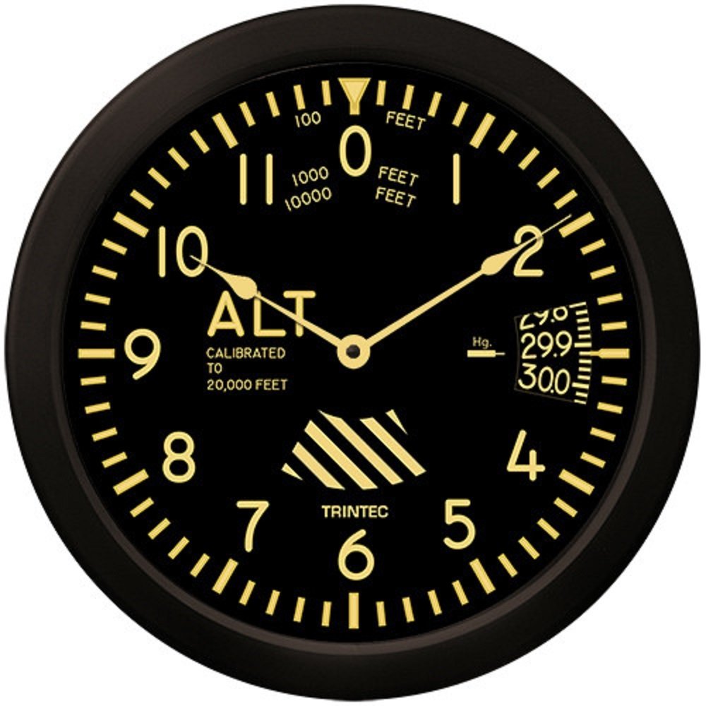 Trintec Massive 36cm Aviation Vintage Altimeter Wall Clock 9060v-14 Aviatrix