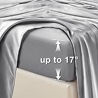 Vista 4 de HENGWEI - Juego de sábanas de satén, tamaño Cal King, 4 piezas sedosas con bolsillo profundo, juego de ropa de cama suave de lujo, transpirable