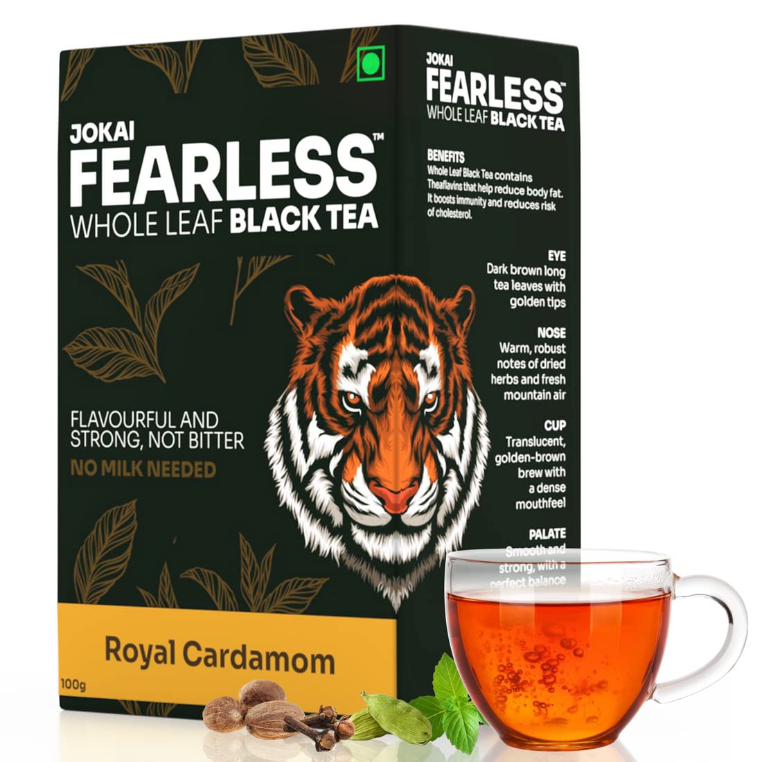 Fearless Black Tea With Royal Cardamom Mix | 100g | Orthodox Tea Mixed With 5 Real Spices - Elaichi, Tulsi, Clove, Nutmeg, Fennel | Authentic Experience For Real Black Tea Lovers | Exported Worldwide (B0936MJ28Y) Amazon Price History, Amazon Price Tracker