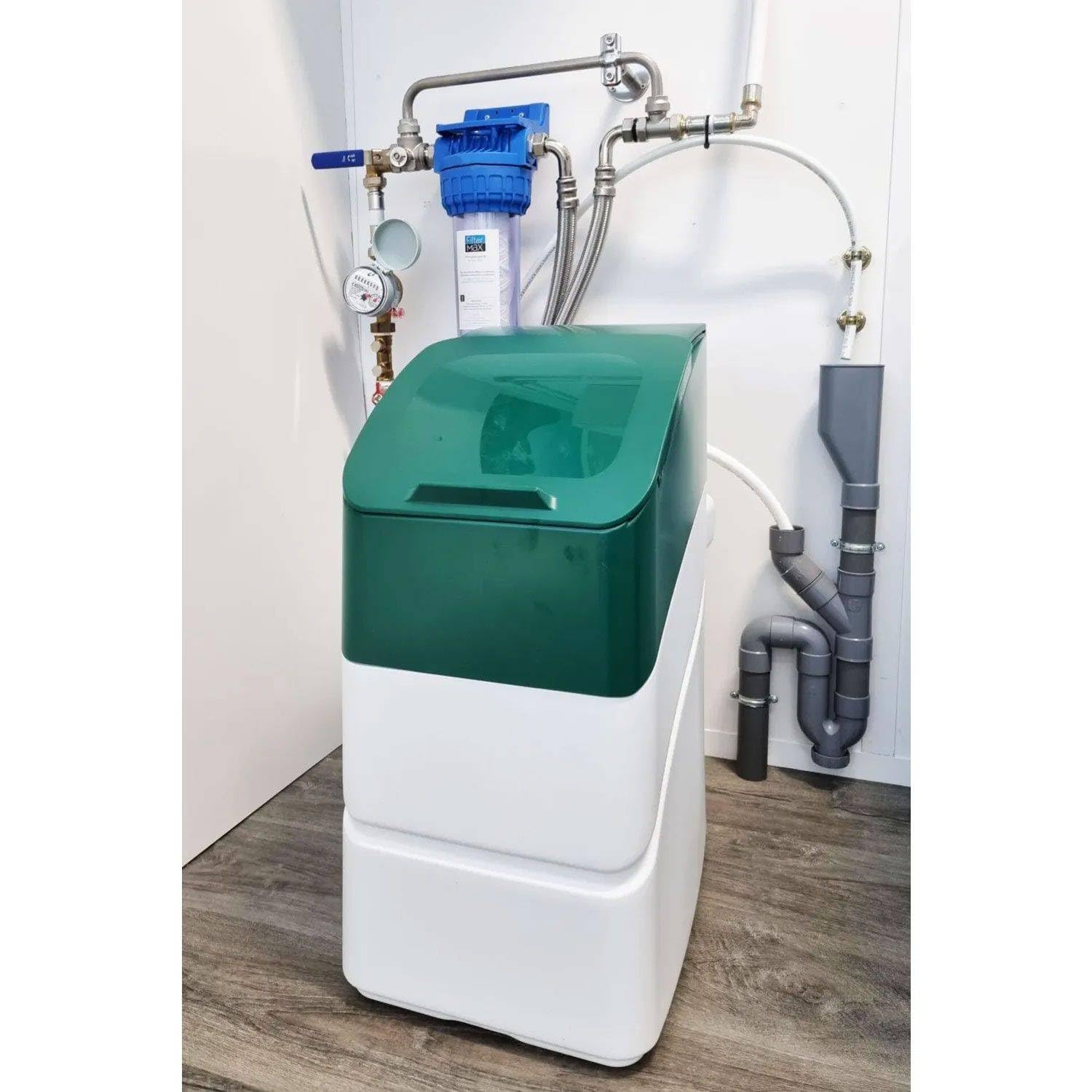 Descalcificador De Agua Sin Electricidad Kube 8l Válvula Volumétrica Mecánica - Completa Con Accesorios