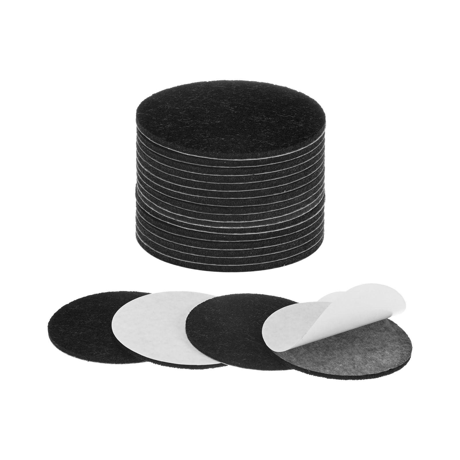 M METERXITY 20-Pack Lamp Base Felt, 2.5 Inch Dia. 2mm Thick Self Adhesive Round Fabric Felt Pads for Lamp/Furniture/DIY, Non-Slip Fiber Backed Patch Circles with Adhesive Backing [Black]