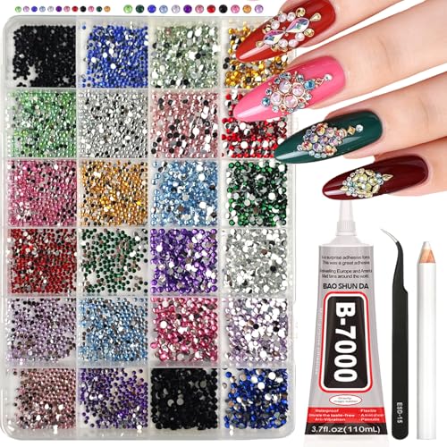 24-Grid Mixed Resin Jelly Rhinestones Kit 12 Colors Flatback Rhinestones (2mm/3mm) All-in-One Colorful Bedazzling Kit for Nail Art Tumblers & DIY Crafts, Ideal Gifts for Women 3500Pcs