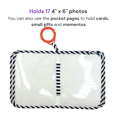 Miniatura 4 de Mi primer álbum de fotos para bebé con adorable familia de jirafas, cubierta de tela, con capacidad para 17 fotos, páginas lavables, espejo seguro