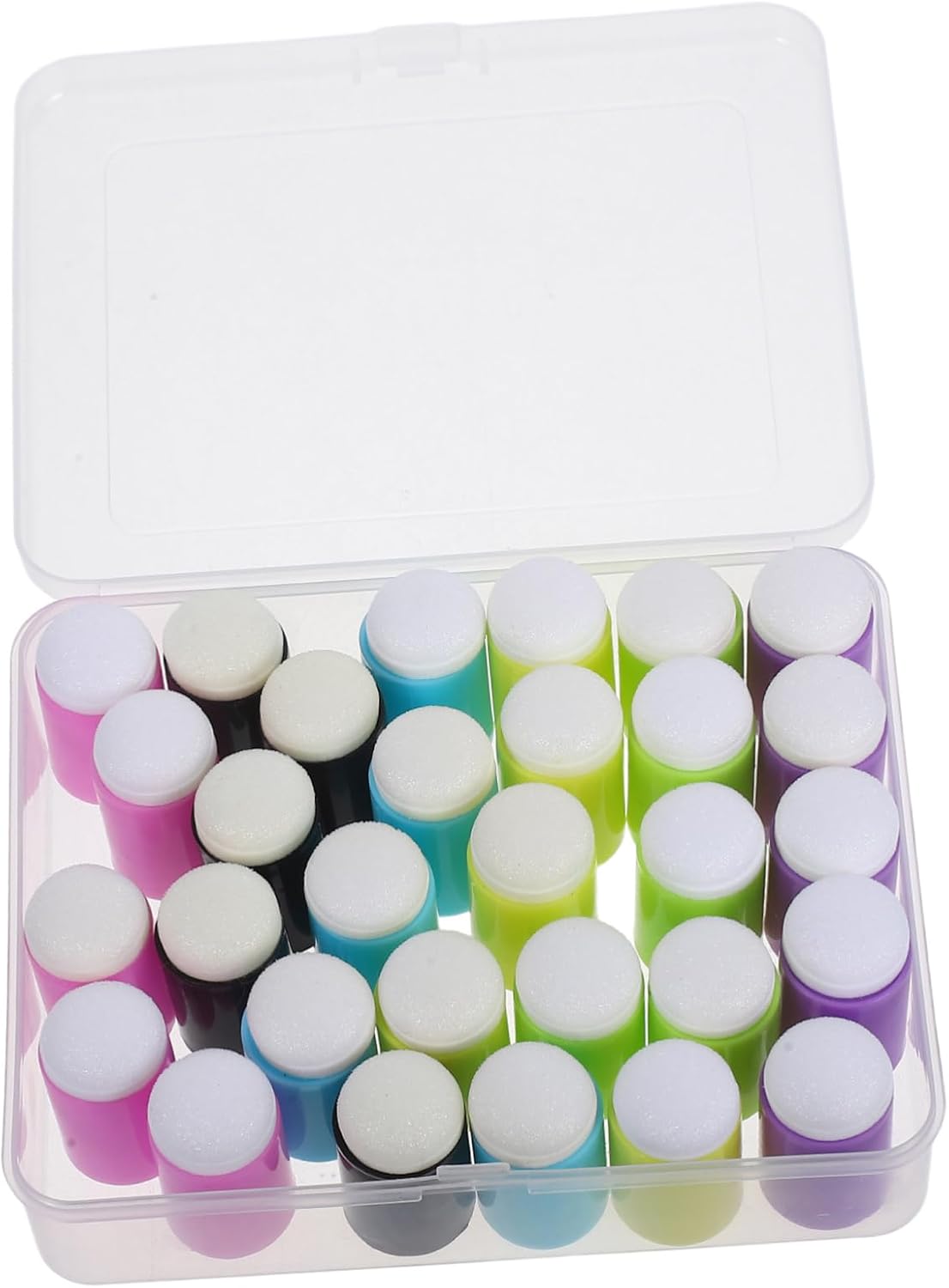 jojofuny 30Pcs Finger Sponge Daubers Set with Storage Box for Painting Craft Projects and Card Making Durable Ergonomic Design for Adults for DIY Creativity