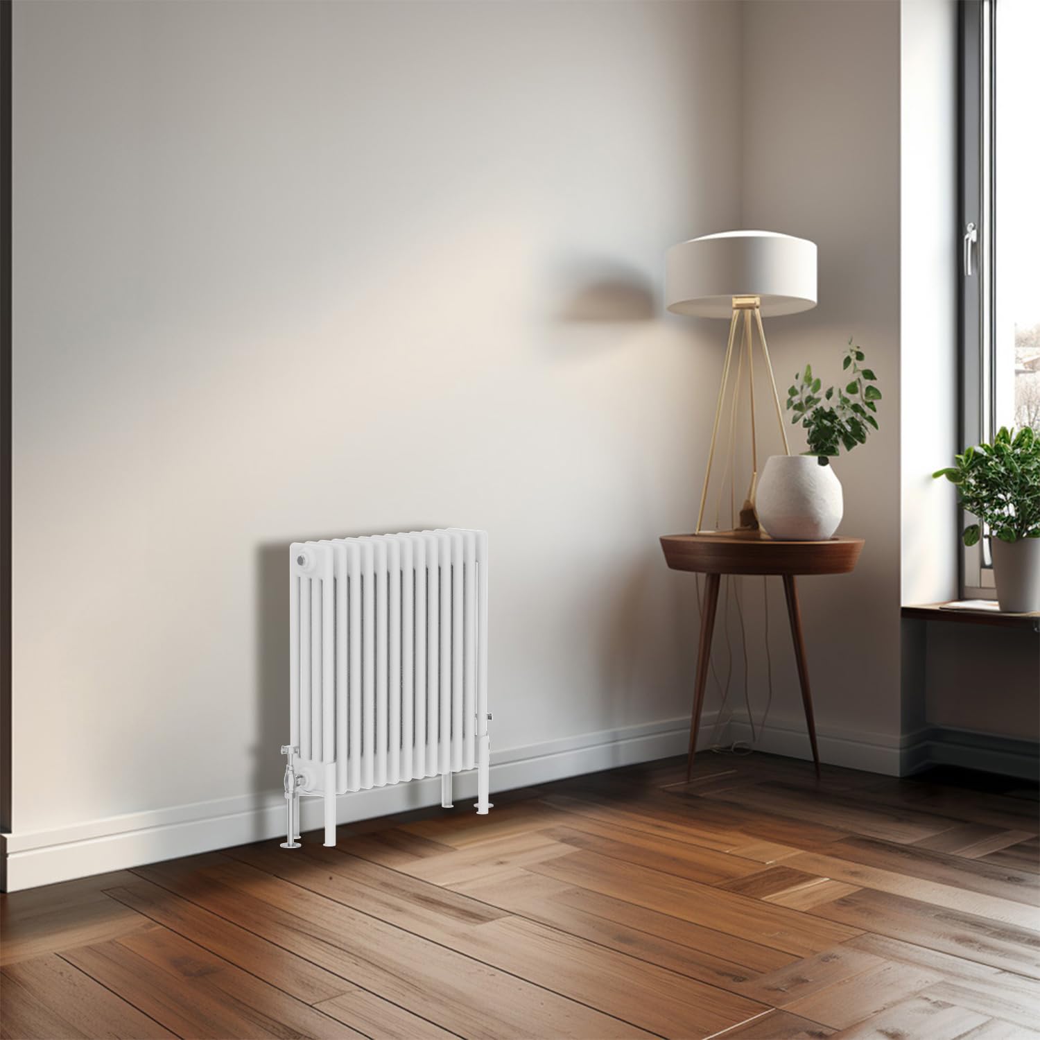 Blümme Traditional 600 x 605mm Horizontal Cast Iron Radiator Central Heating Radiators Four Column White