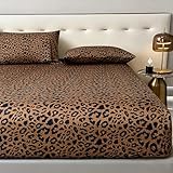 mixinni 100% Soft Microfiber Leopard Pattern Fitted Sheet Bed Sheet 15' Deep Pocket Full Size-1 Fitted Sheet