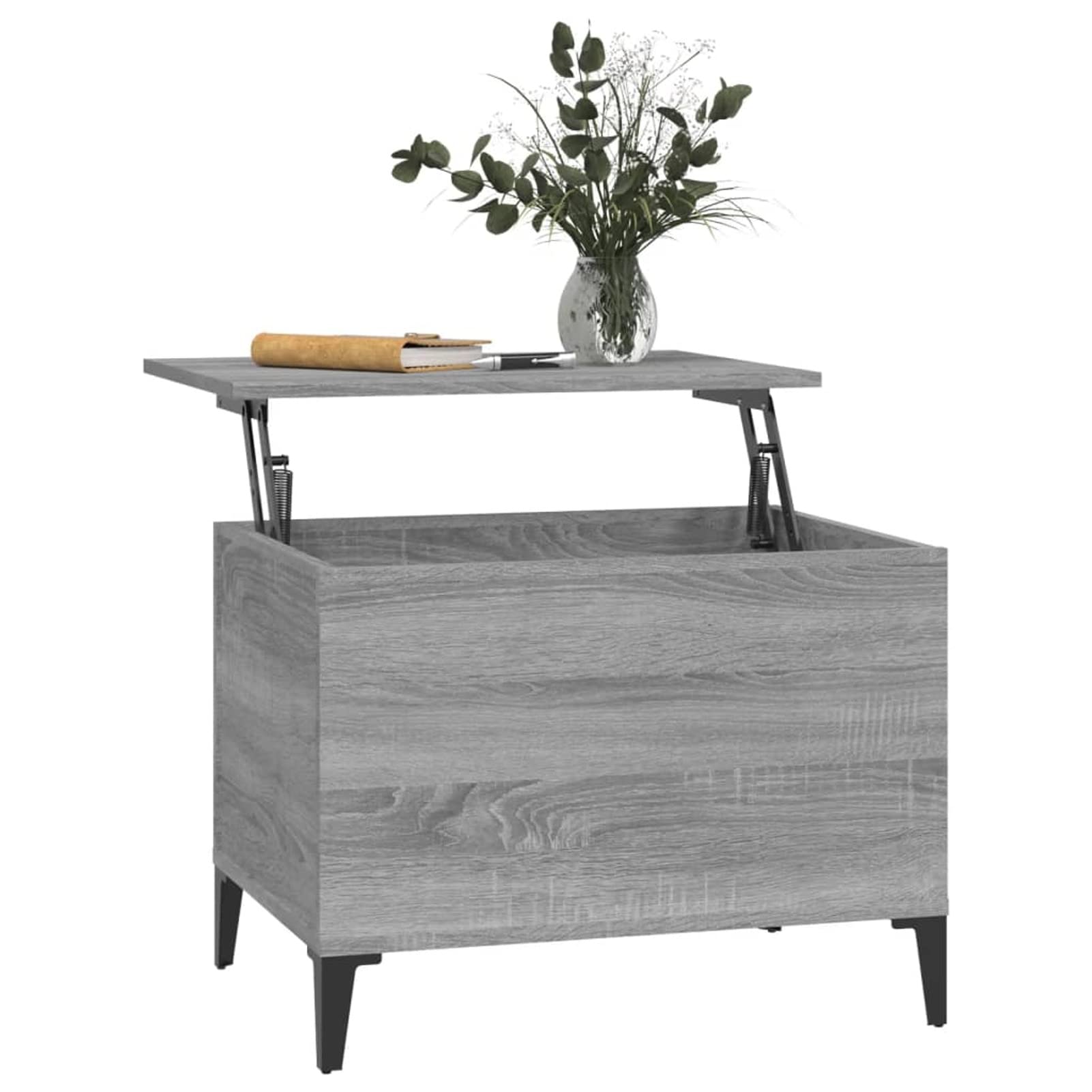 Homgoday Tavolino da caffè Sonoma grigio 60 x 44,5 x 45 cm, in legno ingegnerizzato, tavolino da tè per soggiorno, sala d'accoglienza degli ospiti, camera da letto e ufficio, mobili 1015