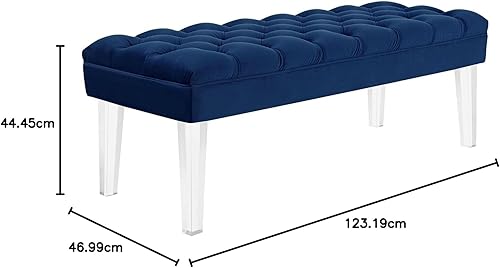 Miniatura 8 de Modway Valet - Banco tapizado de terciopelo con botones copetudos, para dormitorio o entrada, con patas acrílicas, color negro Negro -,Gris,marino